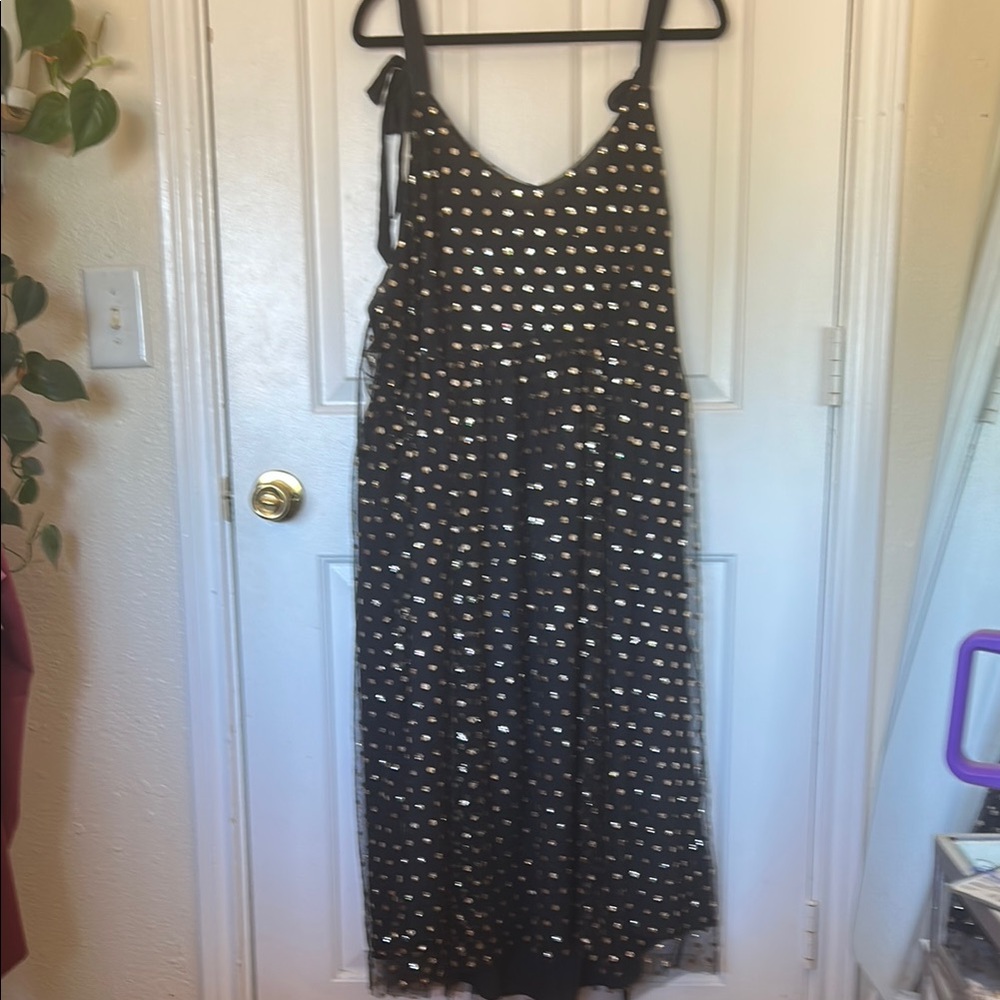 ModCloth Black and Gold Polka Dot Dress